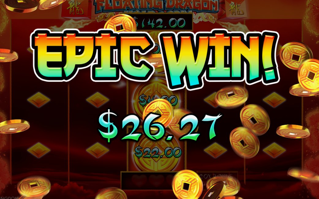 Win screen showing a paying line on the reels