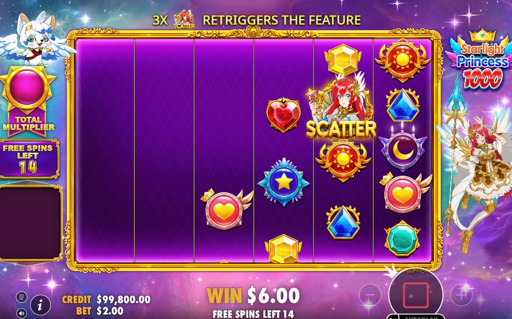 Free Spins round on the special purple starfield reels